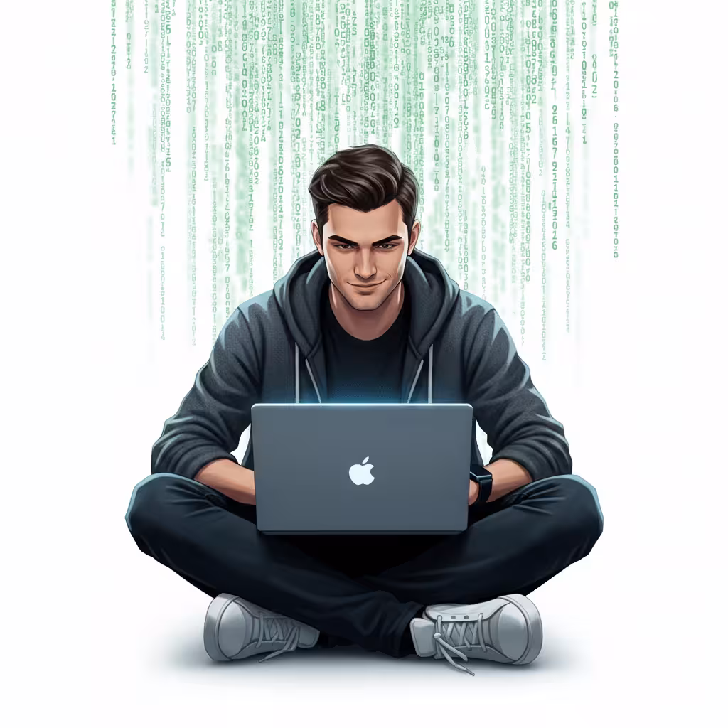 Dasturlash interfeysi ko'rsatilgan noutbuk